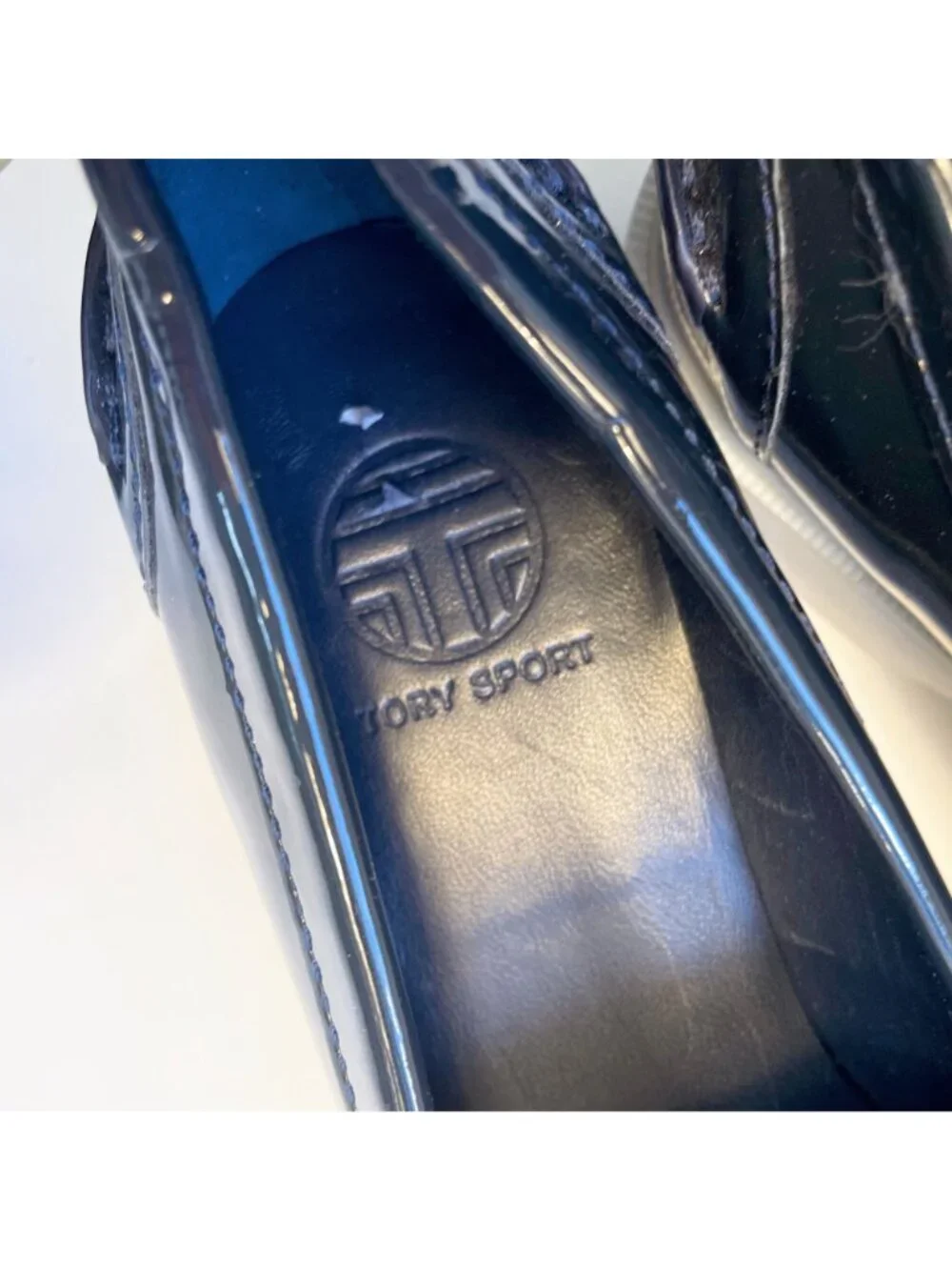 Tory Burch Sport Navy Patent Golf Loafers, Size 5.5